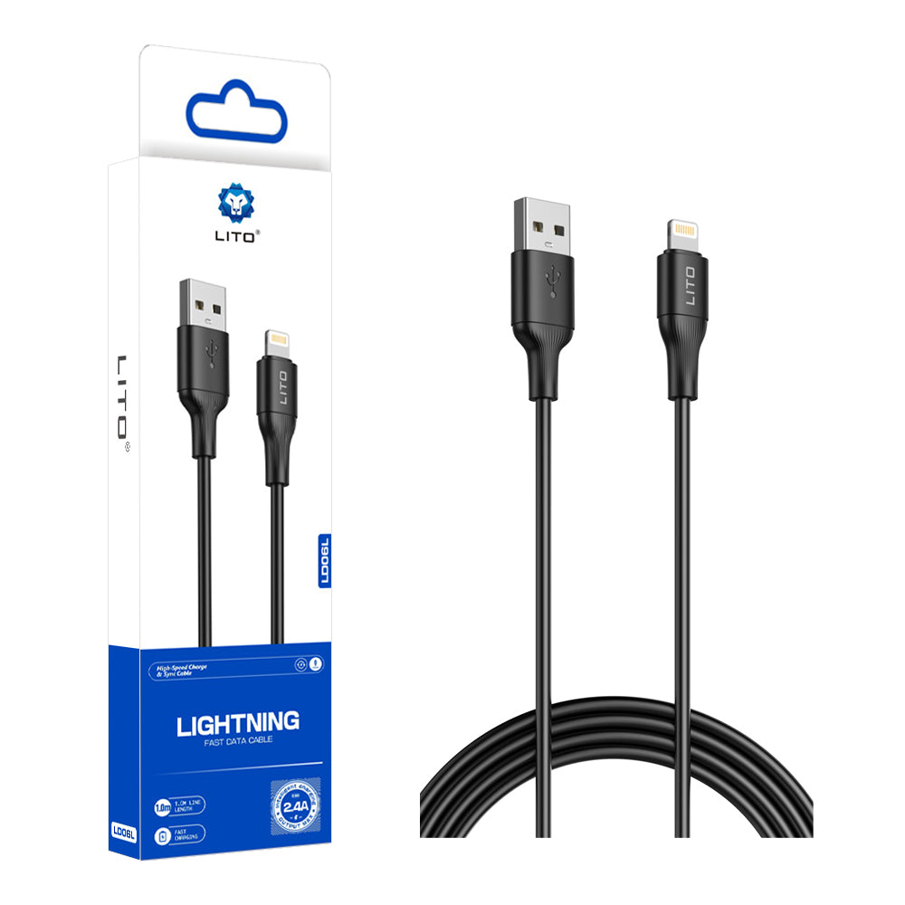 Lito - Data Cable (LD06L) - USB to Lightning, 2.4A, PVC, 1m - Black