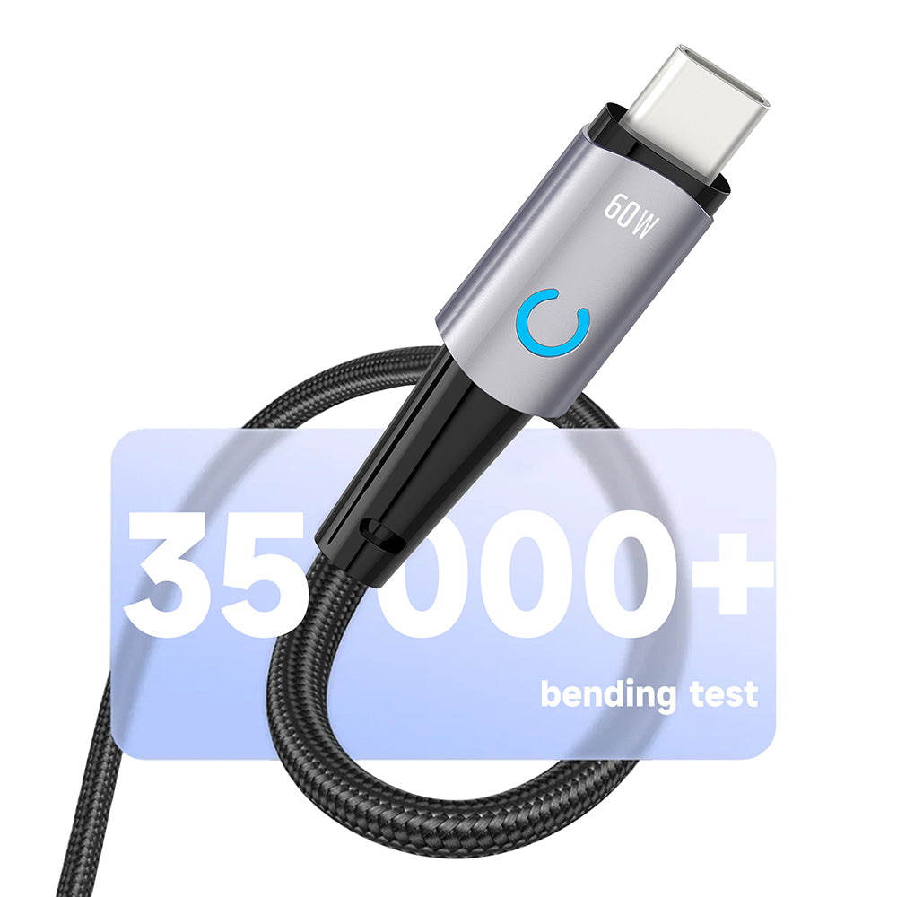 Lito - Data Cable (LD10CC) - Type-C to Type-C, Fast Charging, 60W, with LED Light, 1m - Black