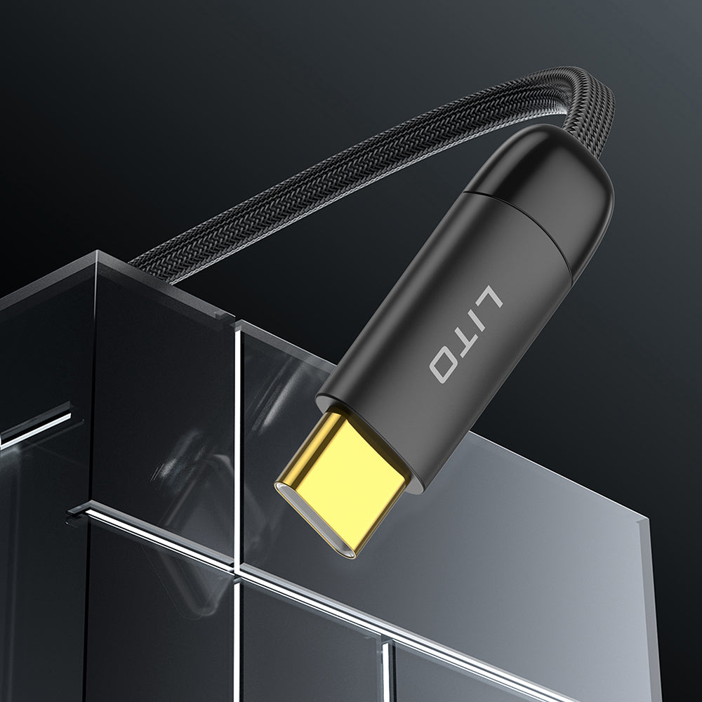 Lito - Data Cable (LD11CC) - Type-C to Type-C, Fast Charging, Angled Design, Gold Plated Interface, 60W, 1m - Black