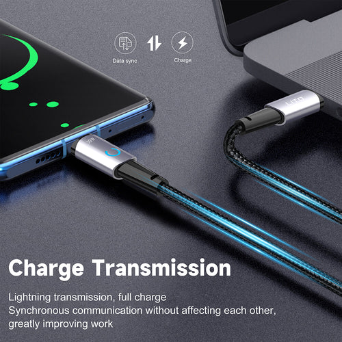 Lito - Data Cable (LD10CL) - Type-C to Lightning, Fast Charging, 30W, with LED Light, 1m - Black