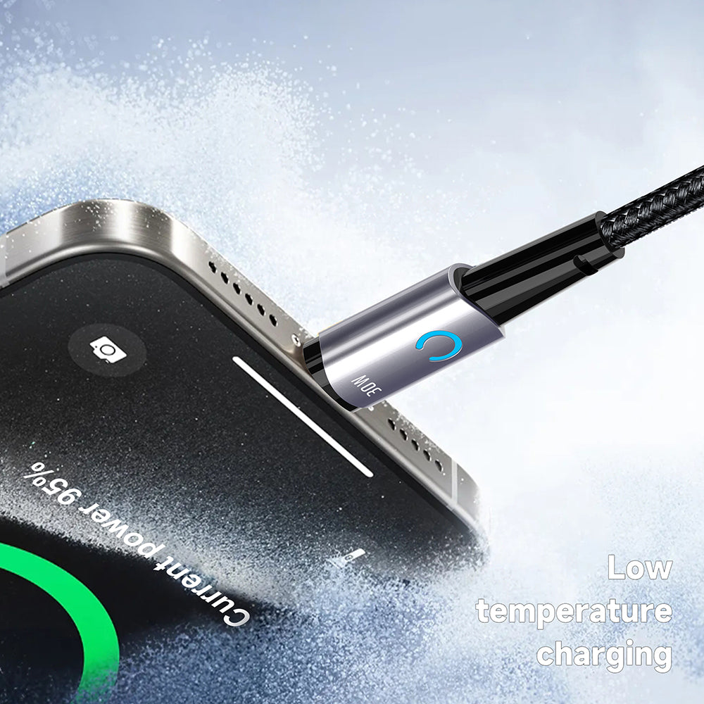 Lito - Data Cable (LD10CL) - Type-C to Lightning, Fast Charging, 30W, with LED Light, 1m - Black