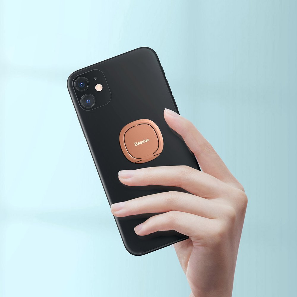 Baseus - Phone Ring Invizible (SUYB-0R) - Standing and Folding Feature, 360° Rotating, Ultra-Thin, 3M Adhesive - Rose Go