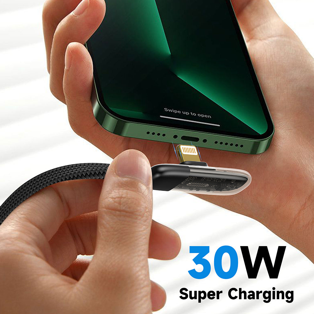 Lito - Data Cable (LD11C) - USB to Type-Cn Fast Charging, Angled Design, Gold Plated Interface, 2.4A, 1m - Black