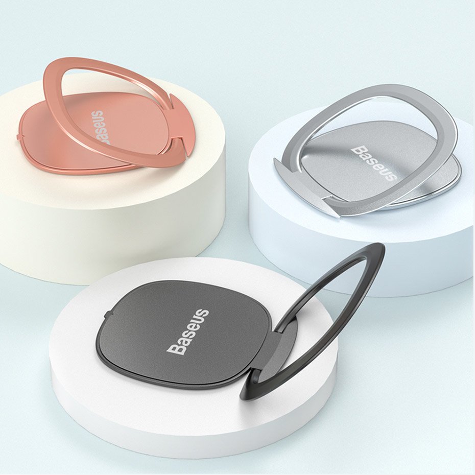 Baseus - Phone Ring Invizible (SUYB-0R) - Standing and Folding Feature, 360° Rotating, Ultra-Thin, 3M Adhesive - Rose Go
