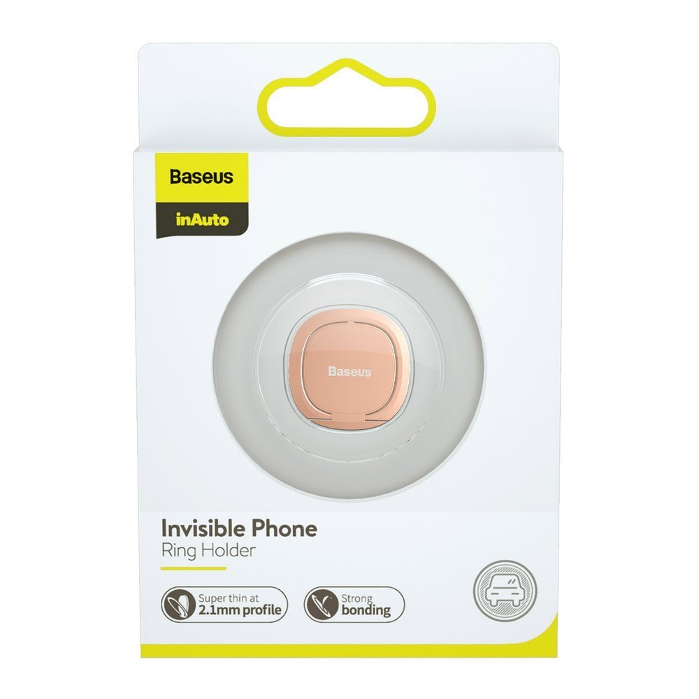 Baseus - Phone Ring Invizible (SUYB-0R) - Standing and Folding Feature, 360° Rotating, Ultra-Thin, 3M Adhesive - Rose Go