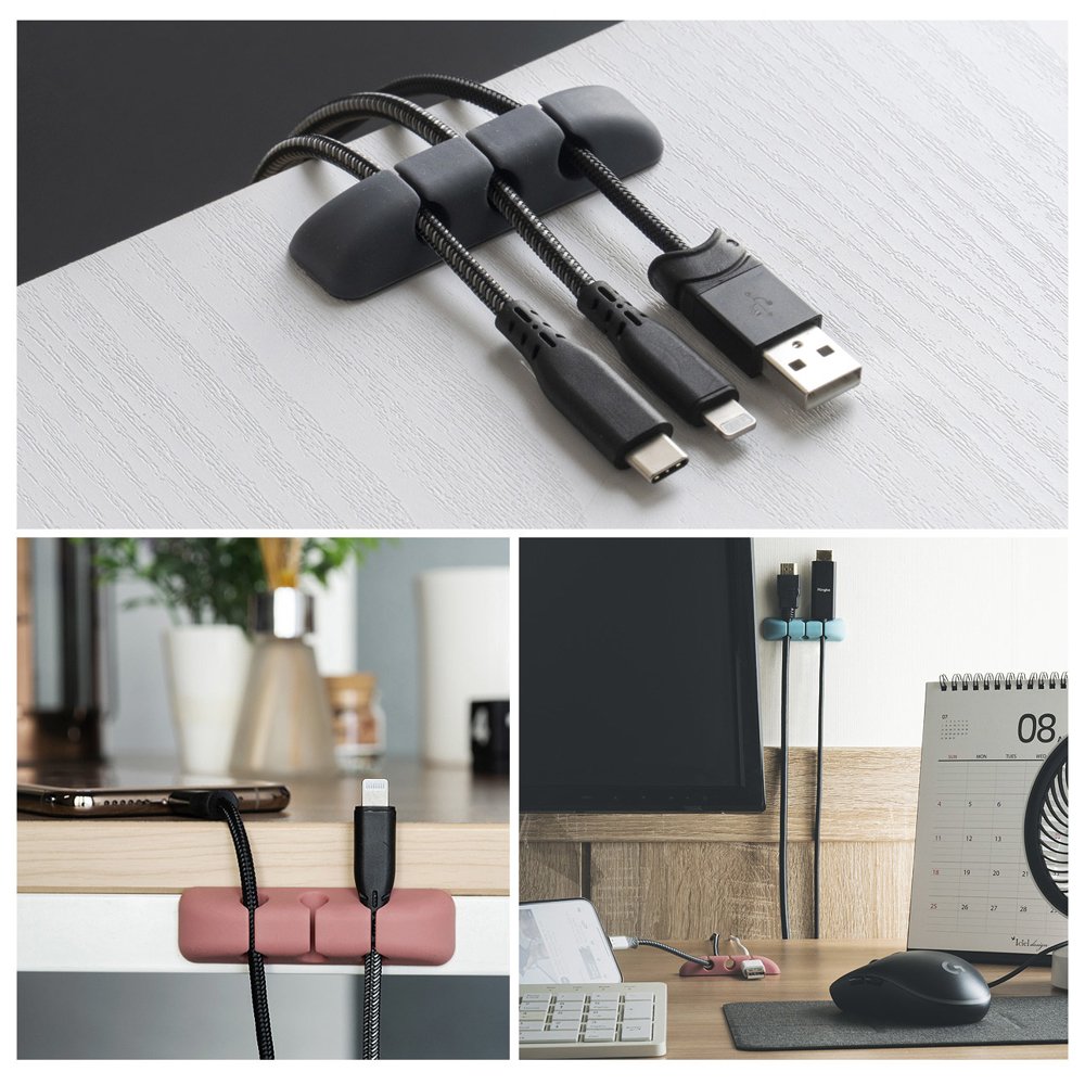 Ringke - Cable Organizer (4 pack) - 4 x 3 Slots - Black