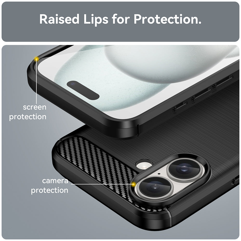 Techsuit - Carbon Silicone - iPhone 16 Plus - Black