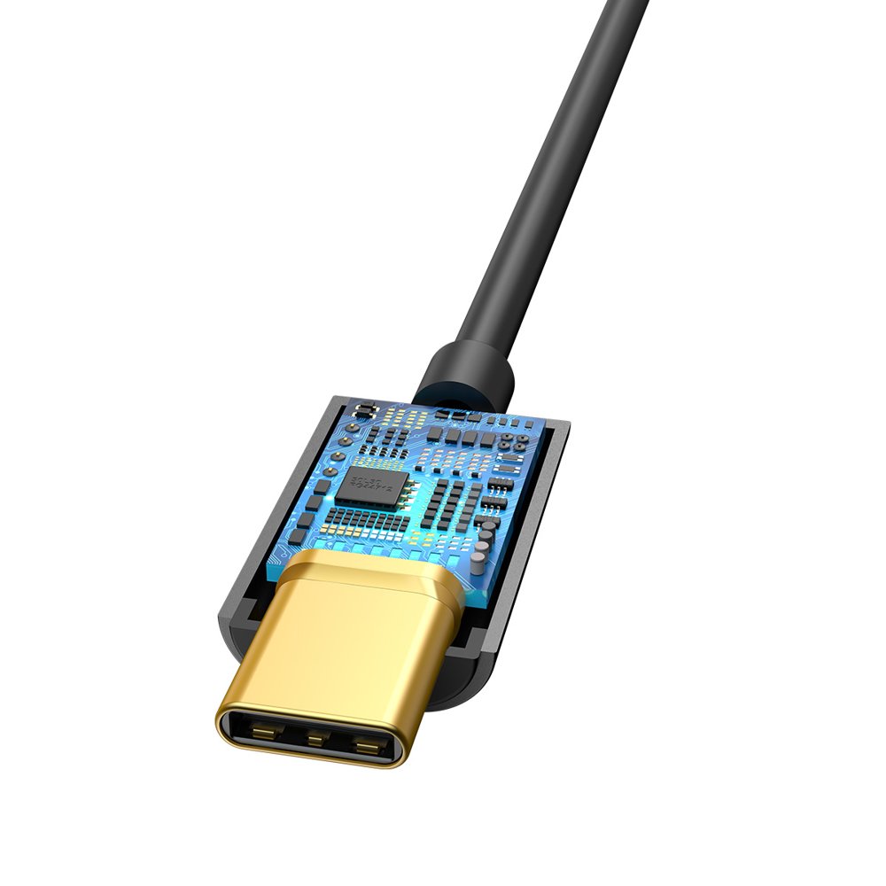 Adaptor Baseus Type-C la Jack 3.5mm L54, DAC Chip, Gri