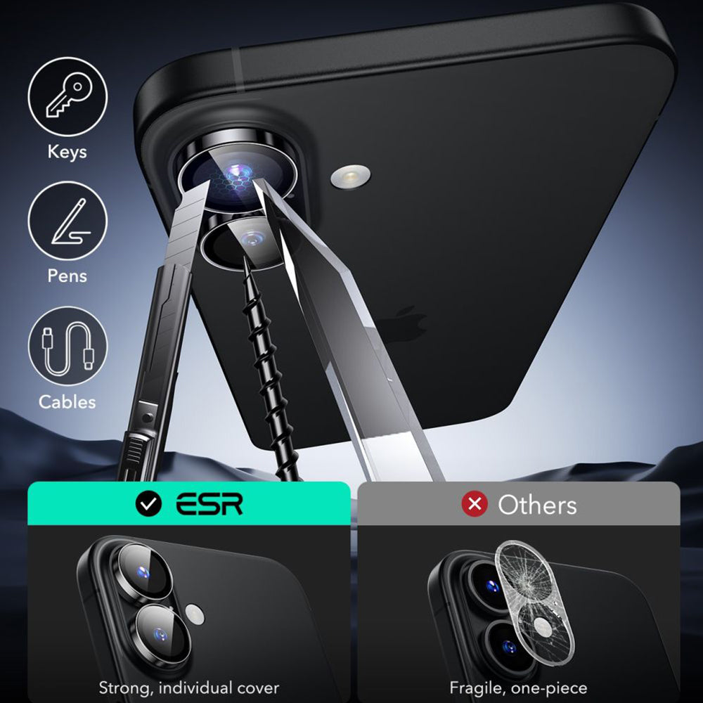 ESR - Armorite Camera Lens Protectors - iPhone 16 / iPhone 16 Plus / iPhone 17 - Black
