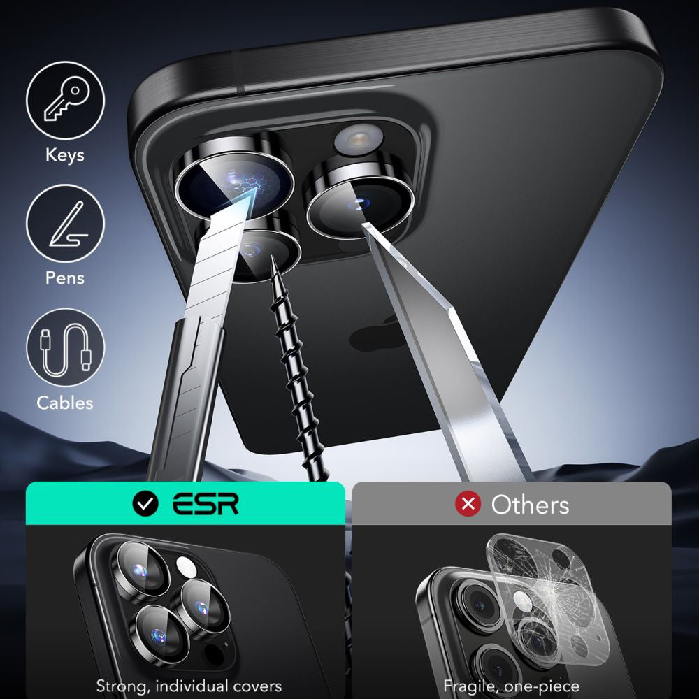ESR - Armorite Camera Lens Protectors - iPhone 14 Pro/14 Pro Max/15 Pro/15 Pro Max/16 Pro/16 Pro Max/17 Pro/17 Pro Max -