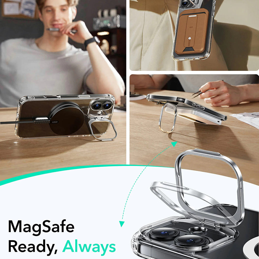 ESR - Classic Hybrid HaloLock Kickstand - iPhone 16 - Clear