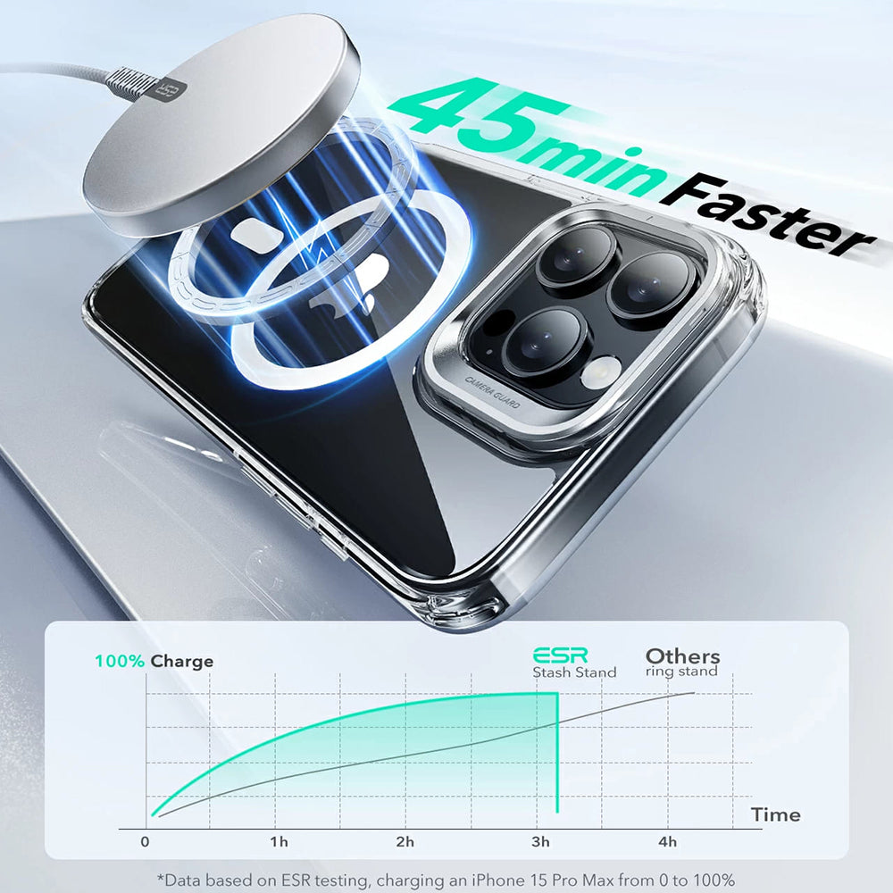 ESR - Classic Hybrid HaloLock Kickstand - iPhone 16 Pro - Clear