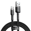 Baseus - Data Cable Cafule (CATKLF-UG1) - USB to Type-C, 2A, 3m - Gray Black