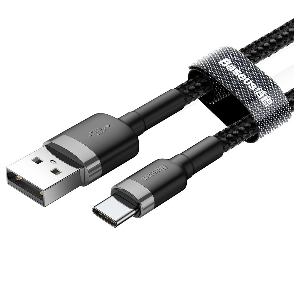 Baseus - Data Cable Cafule (CATKLF-UG1) - USB to Type-C, 2A, 3m - Gray Black