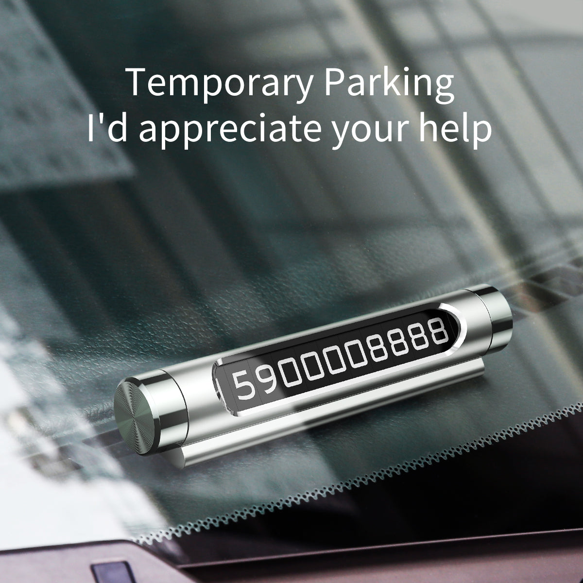Baseus - Parking Number (ACNUM-01) - for Dashboard, Fluorescent Digits, Number Hiding, Weather-Resistant, Non-Slip - Bla