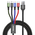 Cablu Baseus (CA1T4-B01), USB-Lightning/2xType-C/Micro-USB, 3.5A, 1.2m, Negru