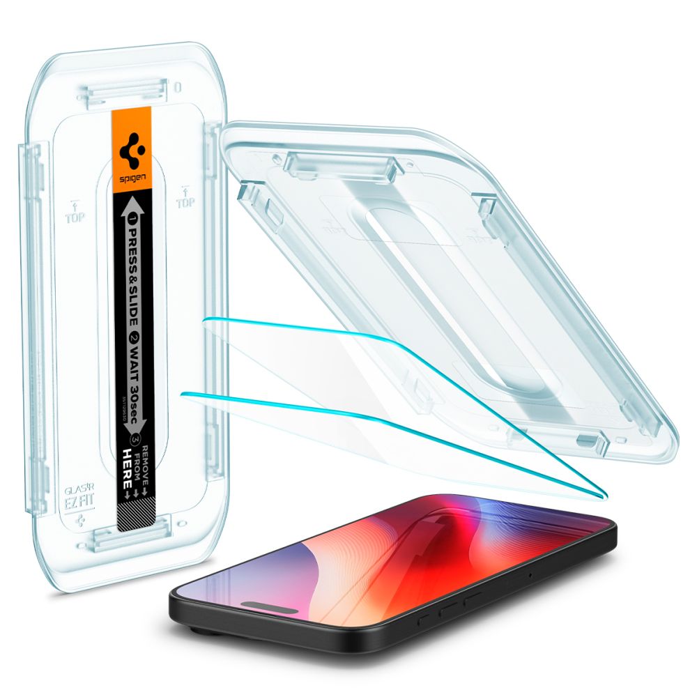 Spigen - (2 pack) Glas.tR EZ-FIT (AGL07928) - iPhone 16 Pro / iPhone 17 / iPhone 17 Pro - Clear