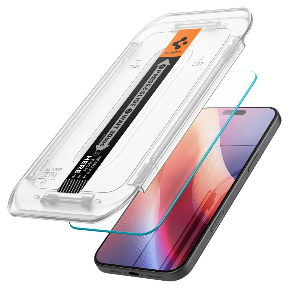 Spigen - (2 pack) Glas.tR EZ-FIT (AGL07928) - iPhone 16 Pro / iPhone 17 / iPhone 17 Pro - Clear