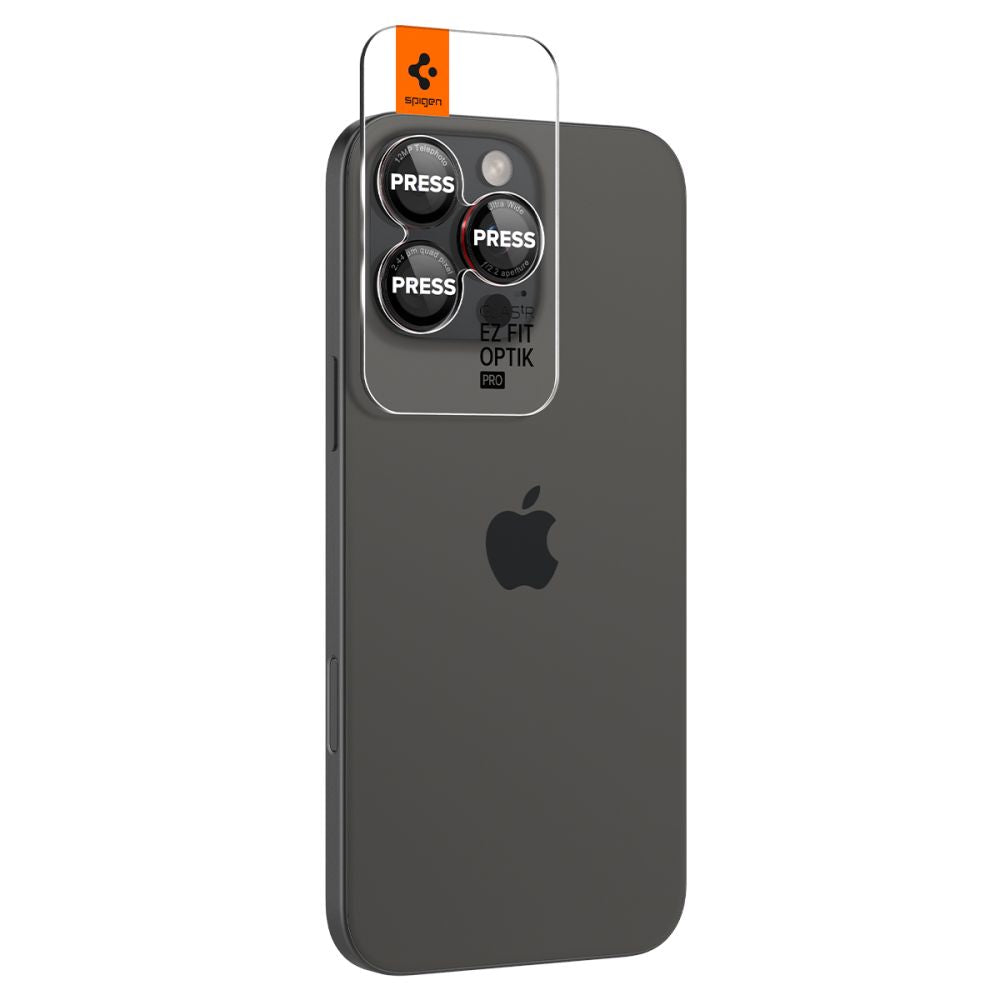 Spigen - (2 pack) Optik.tR EZ Fit Pro Camera Glass (AGL05217) - iPhone 14 Pro/Max/15 Pro/Max/16 Pro/Max/17 Pro/Max - Bla
