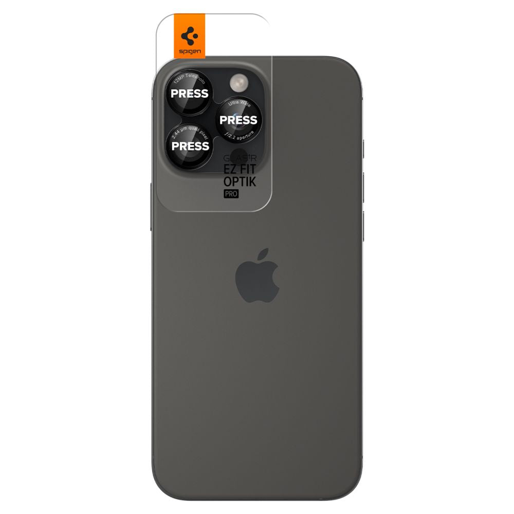 Spigen - (2 pack) Optik.tR EZ Fit Pro Camera Glass (AGL05217) - iPhone 14 Pro/Max/15 Pro/Max/16 Pro/Max/17 Pro/Max - Bla