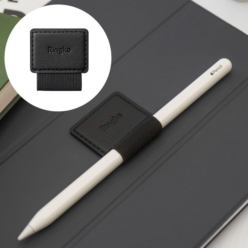 Ringke Stylus Ringke Pen Holder (set de 1), Ecological Leather, Textile, Elastic, Negru