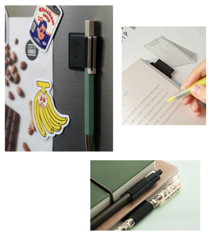 Ringke Stylus Ringke Pen Holder (set de 1), Ecological Leather, Textile, Elastic, Negru – imagine 6