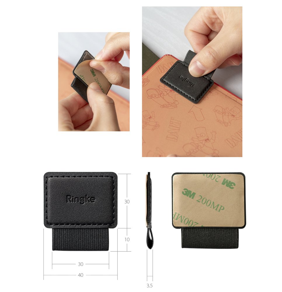Ringke Stylus Ringke Pen Holder (set de 1), Ecological Leather, Textile, Elastic, Negru – imagine 7