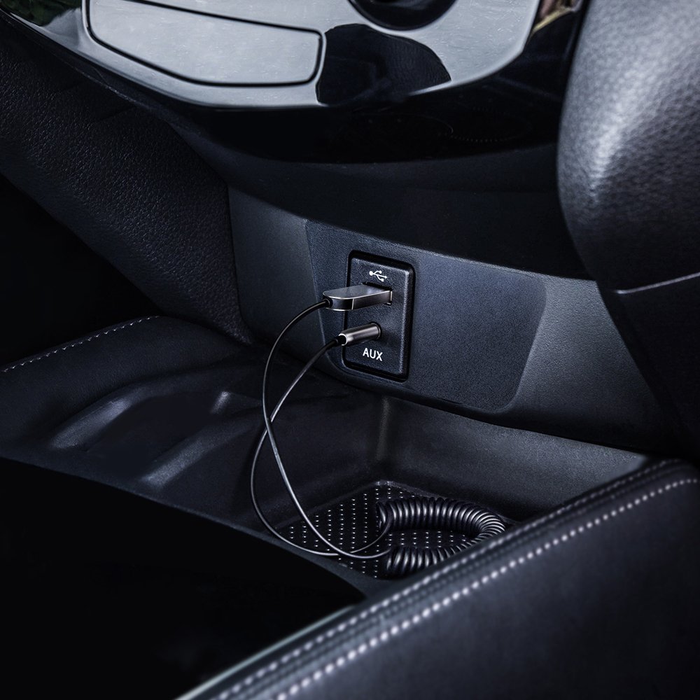 Baseus - Wireless Audio Receiver BA01 (CABA01-01) - Jack 3.5mm to Car Auxiliary, USB, Bluetooth 5.0, Zinc Alloy - Black