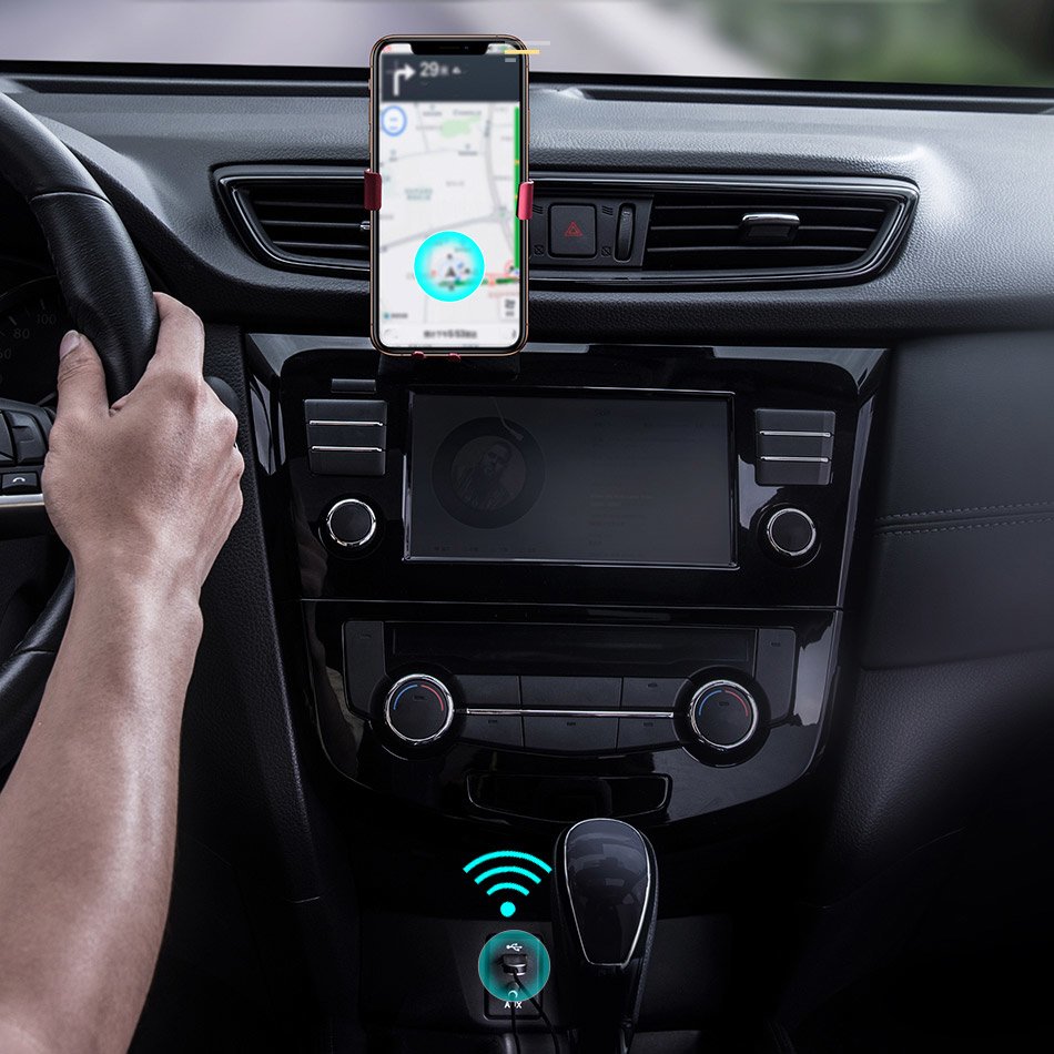 Baseus - Wireless Audio Receiver BA01 (CABA01-01) - Jack 3.5mm to Car Auxiliary, USB, Bluetooth 5.0, Zinc Alloy - Black