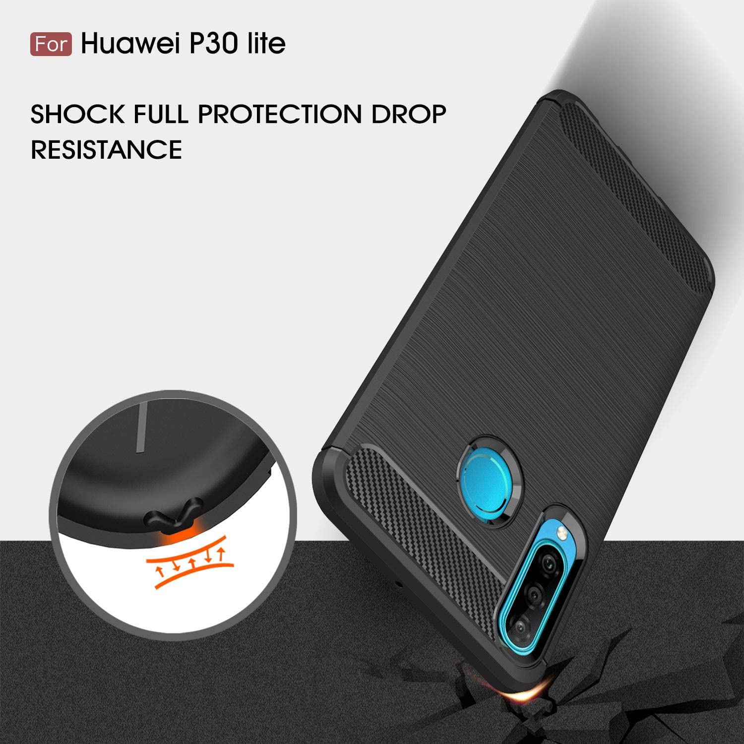 Techsuit - Carbon Silicone - Huawei P30 lite / P30 lite New Edition - Black