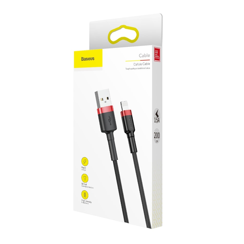 Baseus - Data Cable Cafule (CALKLF-C19) - USB to Lightning, 1.5A, 2m - Red Black