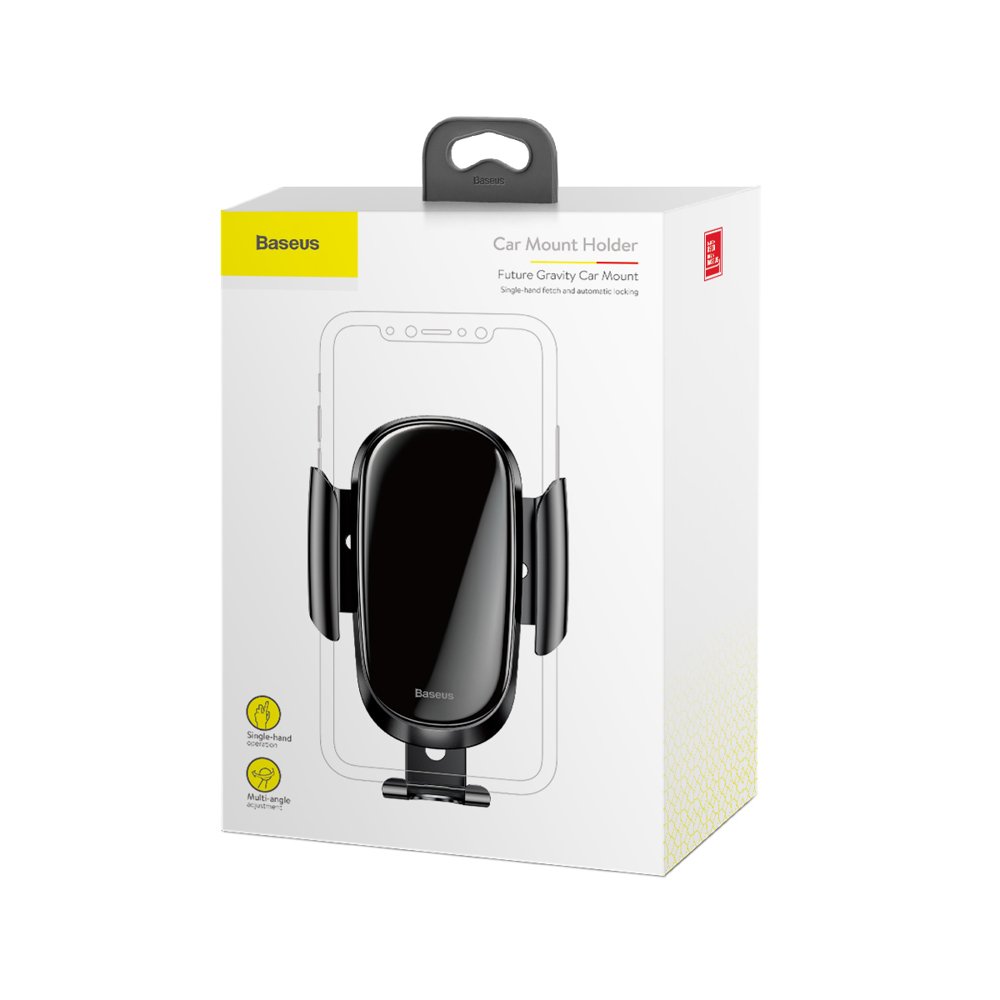 Baseus - Car Holder Future (SUYL-WL01) - Gravity Grip for Air Vent, 360° Adjustable, 4 - 6", Aluminum Alloy - Black