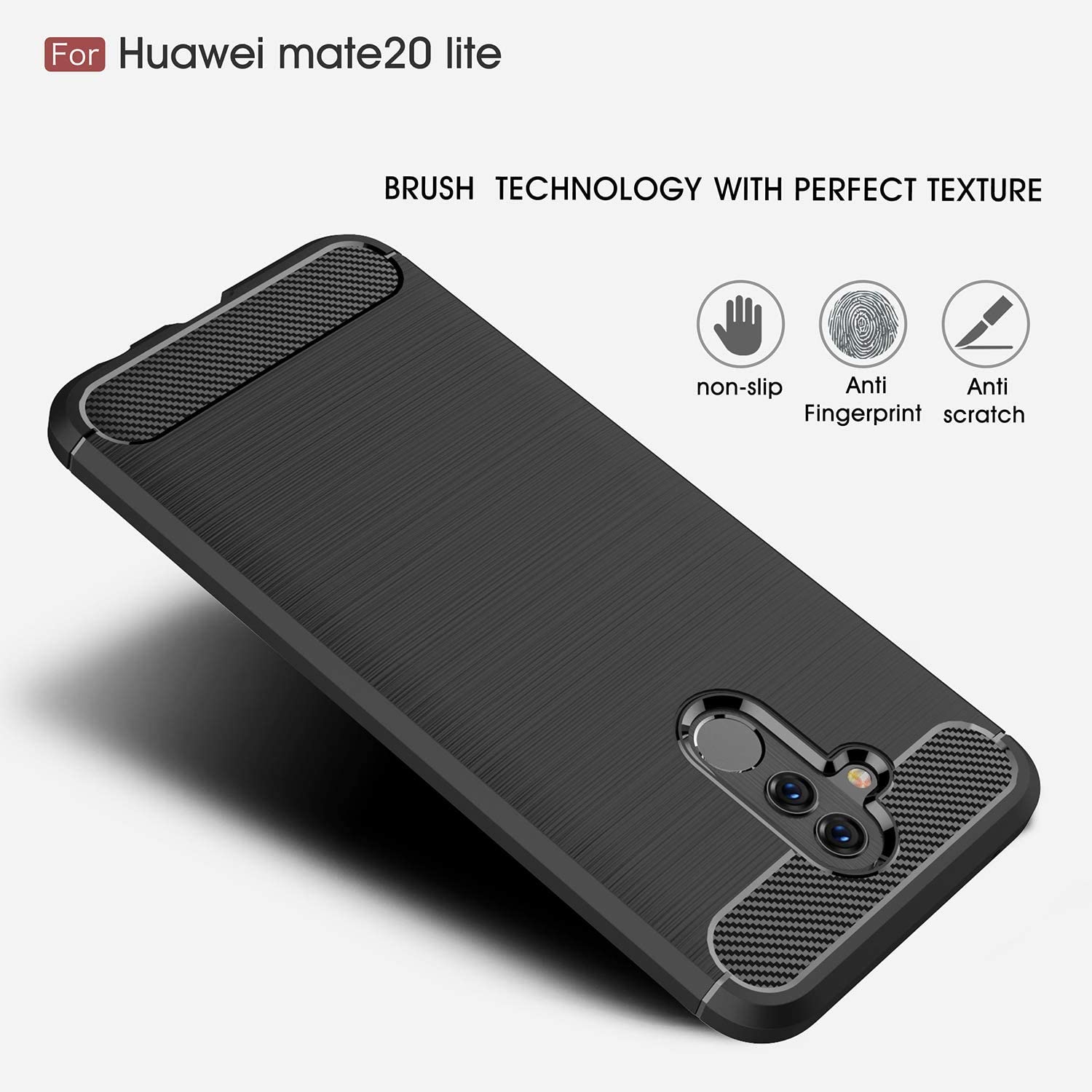 Techsuit - Carbon Silicone - Huawei Mate 20 lite - Black