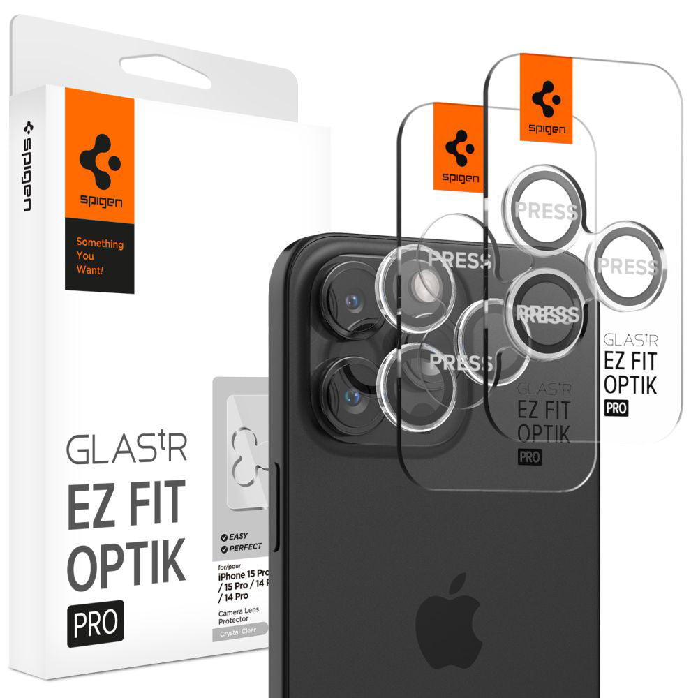 Spigen Folie de protectie Spigen (set de 2) Optik.tR EZ Fit Pro Camera Glass (AGL06914) compatibil cu iPhone 14 Pro/Pro 