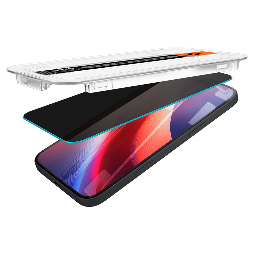 Spigen Folie de protectie Spigen (set de 2) Glas.tR EZ-FIT (AGL06905) compatibil cu iPhone 15 / iPhone 16, Privacy – ima