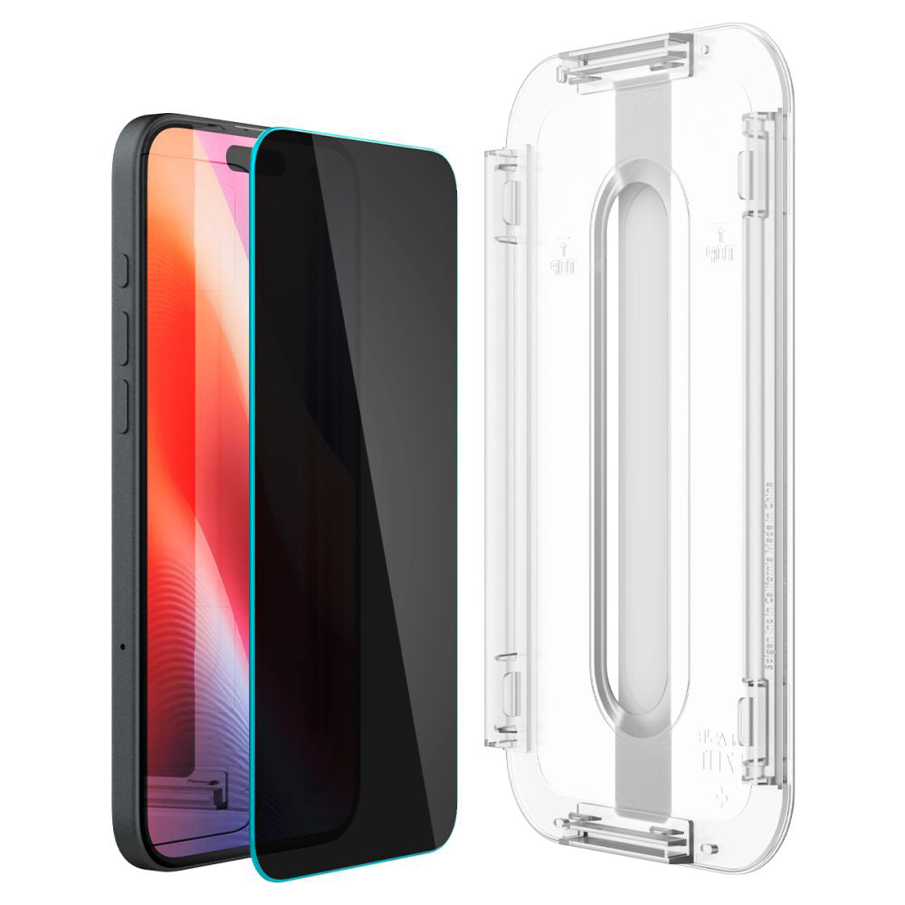 Spigen Folie de protectie Spigen (set de 2) Glas.tR EZ-FIT (AGL06905) compatibil cu iPhone 15 / iPhone 16, Privacy – ima