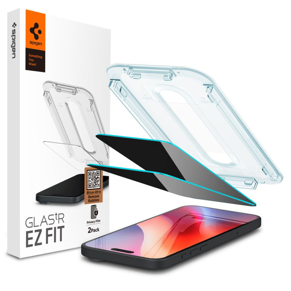 Spigen Folie de protectie Spigen (set de 2) Glas.tR EZ-FIT (AGL06905) compatibil cu iPhone 15 / iPhone 16, Privacy