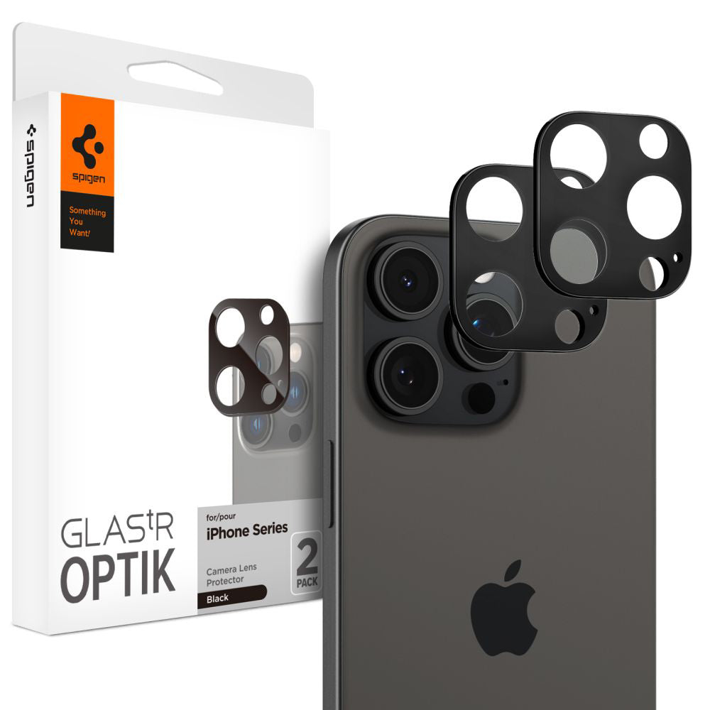 Spigen - (2 pack) Optik.tR Camera Glass (AGL05273) - iPhone 14 Pro / Pro Max / 15 Pro / Pro Max / 16 Pro / Pro Max - Bla