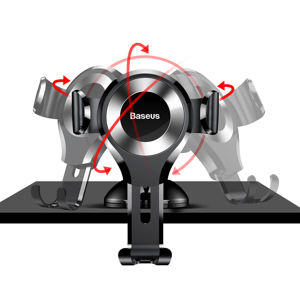 Baseus - Car Holder Osculum (SUYL-XP0S) - Gravity Grip for Dashboard, Windshield, 360° Rotating, Suction Cup Clamp - Bla