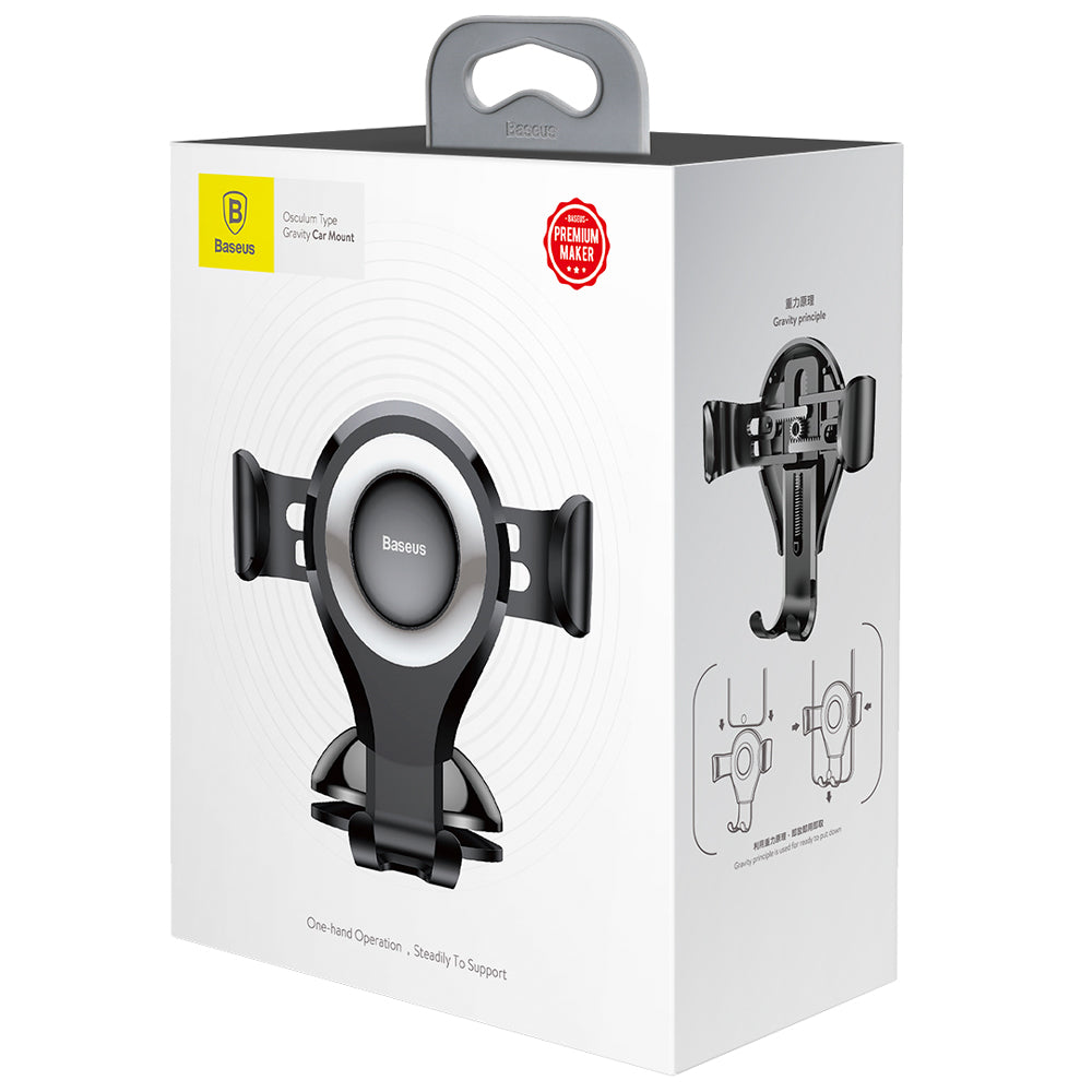 Baseus - Car Holder Osculum (SUYL-XP0S) - Gravity Grip for Dashboard, Windshield, 360° Rotating, Suction Cup Clamp - Bla