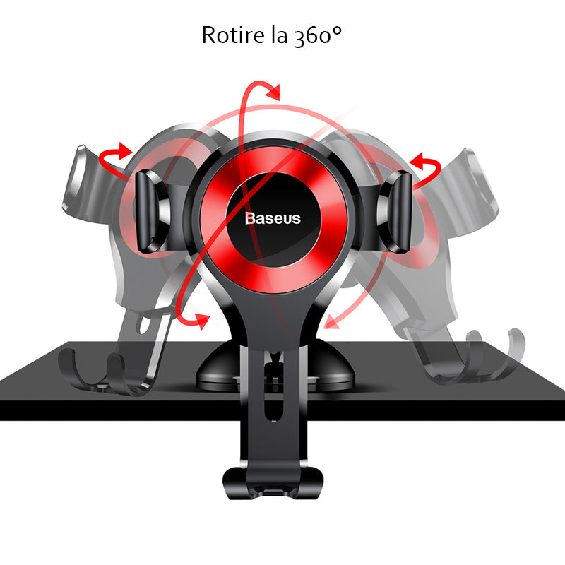 Baseus - Car Holder Osculum (SUYL-XP09) - Gravity Grip for Dashboard, Windshield, 360° Rotating, Suction Cup Clamp - Bla
