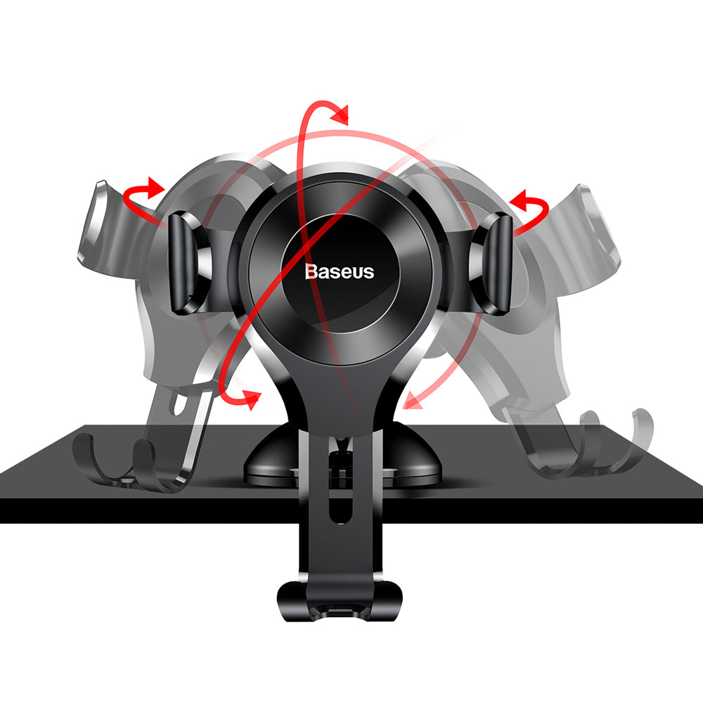 Baseus - Car Holder Osculum (SUYL-XP01) - Gravity Grip for Dashboard, Windshield, 360° Rotating, Suction Cup Clamp - Bla