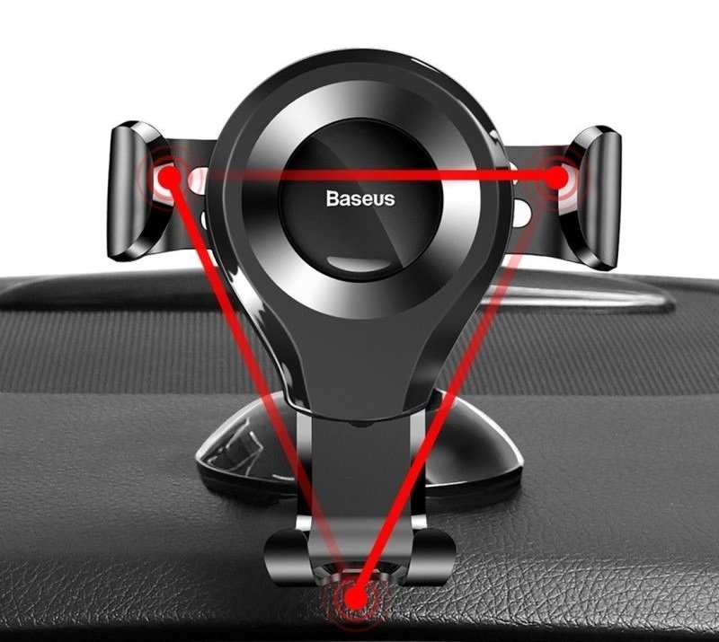 Baseus - Car Holder Osculum (SUYL-XP01) - Gravity Grip for Dashboard, Windshield, 360° Rotating, Suction Cup Clamp - Bla