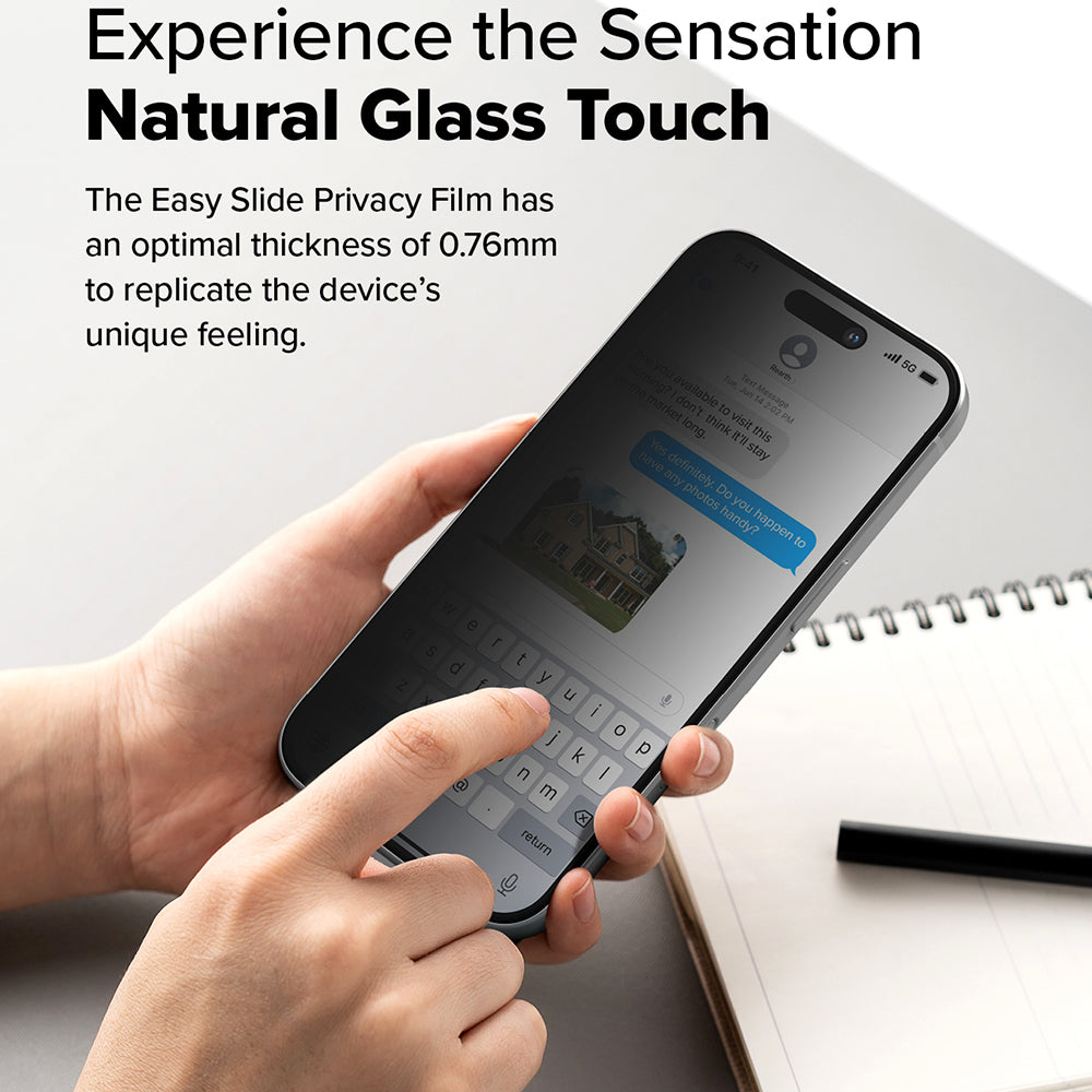 Ringke - Easy Slide Tempered Glass (2 pack) - iPhone 16 / iPhone 15 - Privacy