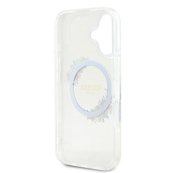 Guess - IML Flowers Wreath MagSafe (GUHMP16MHFWFCT) - iPhone 16 Plus - Clear