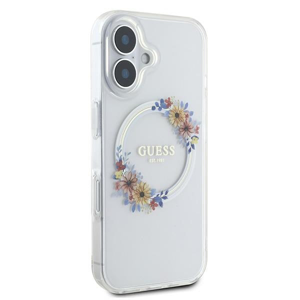 Guess - IML Flowers Wreath MagSafe (GUHMP16MHFWFCT) - iPhone 16 Plus - Clear