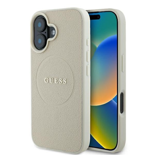 Guess - Grained Gold Ring MagSafe (GUHMP16SPGHSMME) - iPhone 16 - Beige