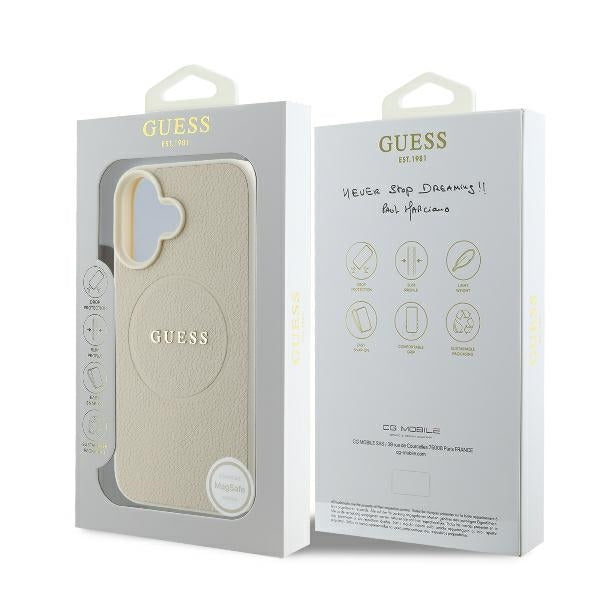 Guess - Grained Gold Ring MagSafe (GUHMP16SPGHSMME) - iPhone 16 - Beige