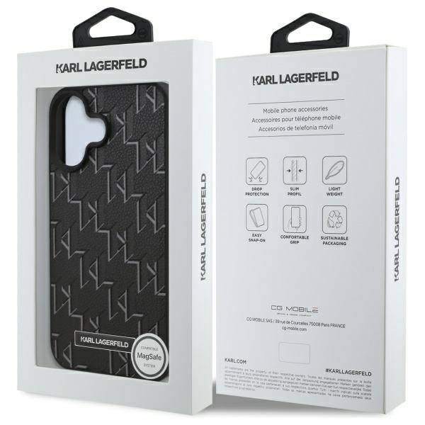 Karl Lagerfeld - Leather MagSafe (KLHMP16MPKHPORPK) - iPhone 16 Plus - Hot Stamp