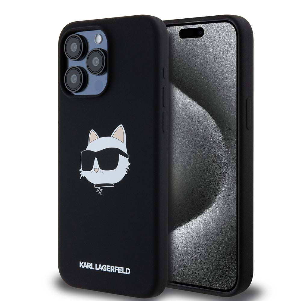 Husa de protectie Karl Lagerfeld Silicone MagSafe compatibil cu iPhone 15 Pro Max, Negru